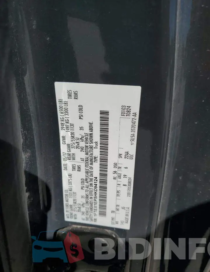 1FTEX1EP5HKD94124 Photo# 12