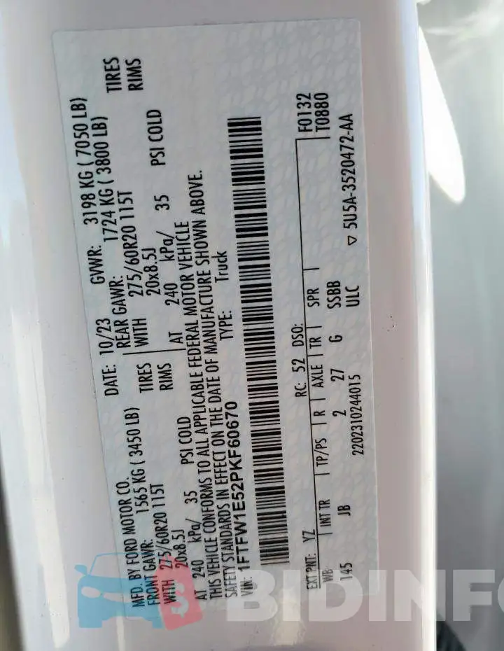 1FTFW1E52PKF60670 Photo# 12