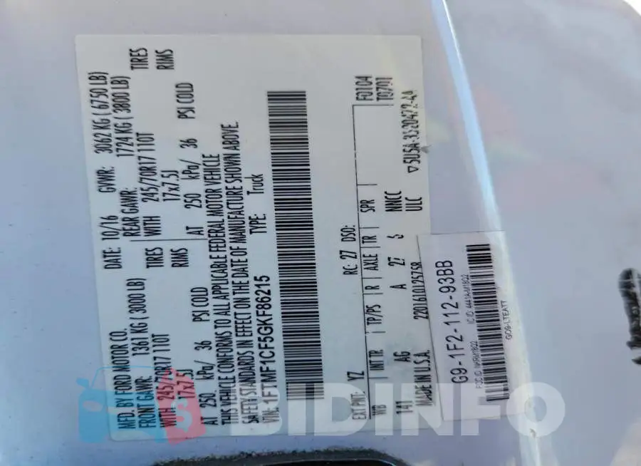 1FTMF1CF5GKF86215 Photo# 12