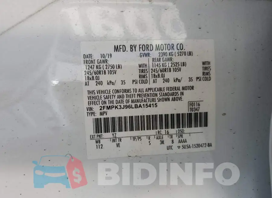 2FMPK3J96LBA15415 Photo# 12