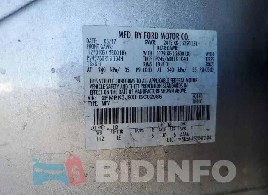 2FMPK3J9XHBC02986 Photo# 13