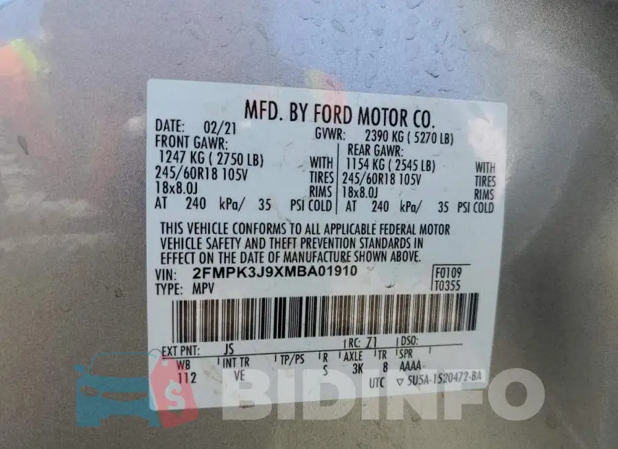 2FMPK3J9XMBA01910 Photo# 12