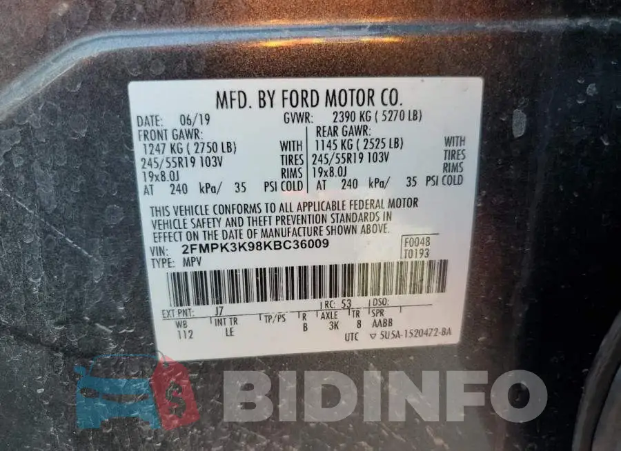 2FMPK3K98KBC36009 Photo# 14