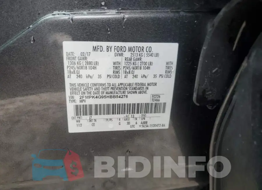 2FMPK4G95HBB54276 Photo# 13