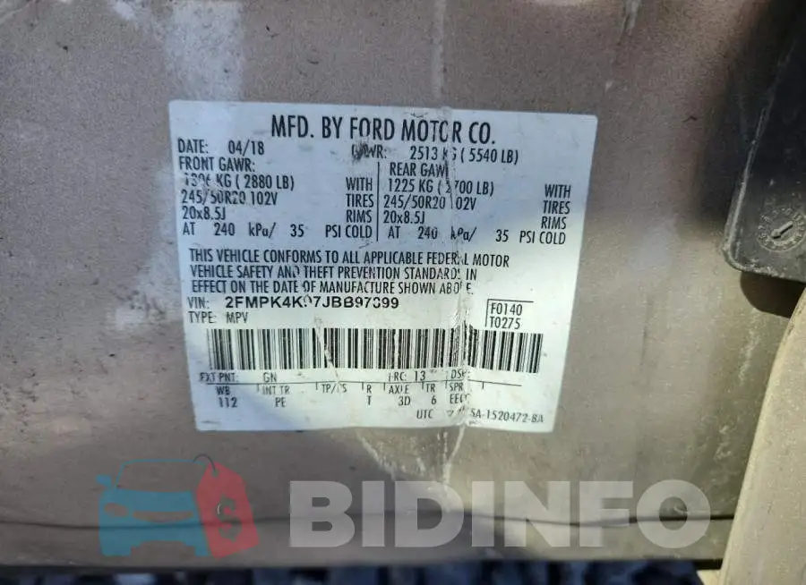 2FMPK4K97JBB97899 Photo# 13