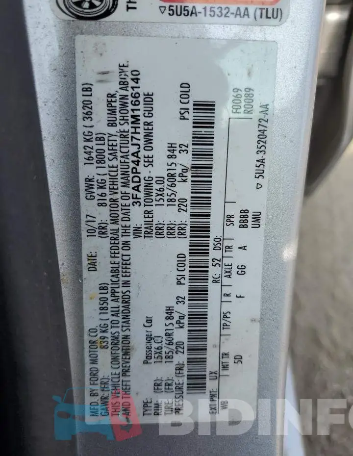 3FADP4AJ7HM166140 Photo# 13