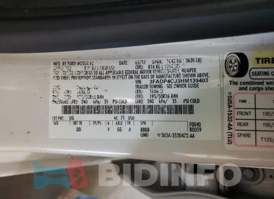 3FADP4CJ3HM139403 Photo# 12