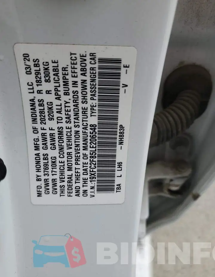 19XFC2F85LE206548 Photo# 13