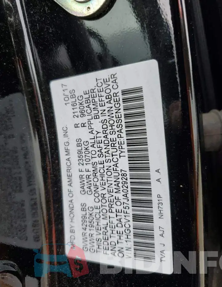 1HGCV1F57JA029287 Photo# 12