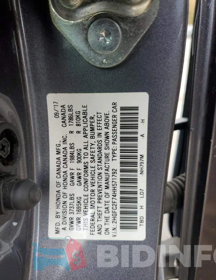 2HGFC2F74HH571792 Photo# 12