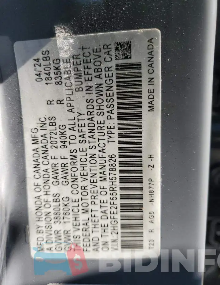 2HGFE2F55RH578826 Photo# 12