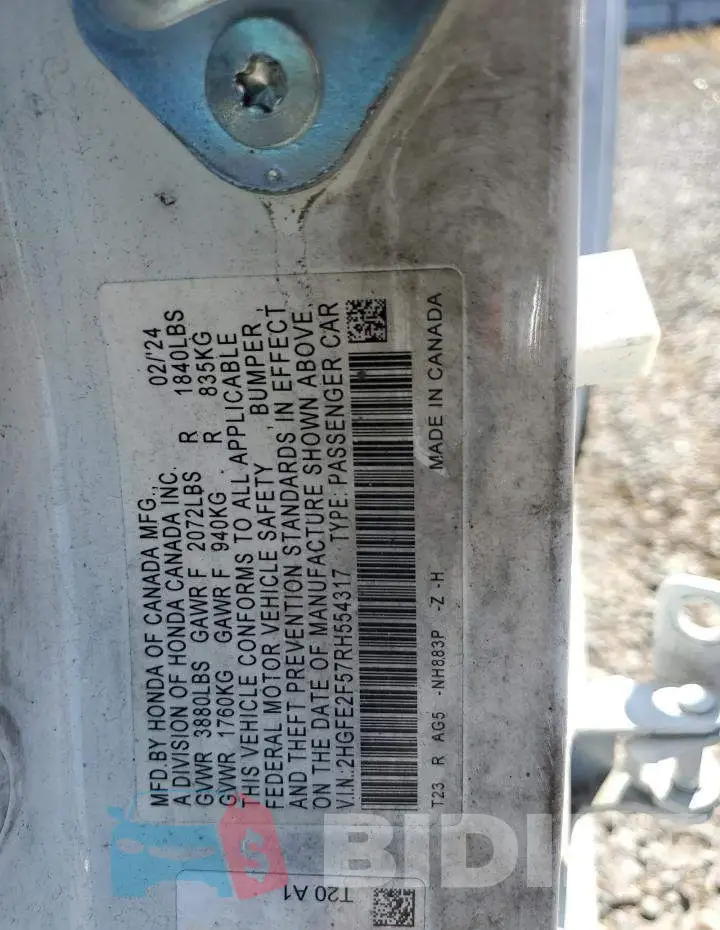 2HGFE2F57RH554317 Photo# 12