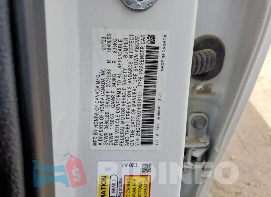 2HGFE2F5XPH518151 Photo# 12