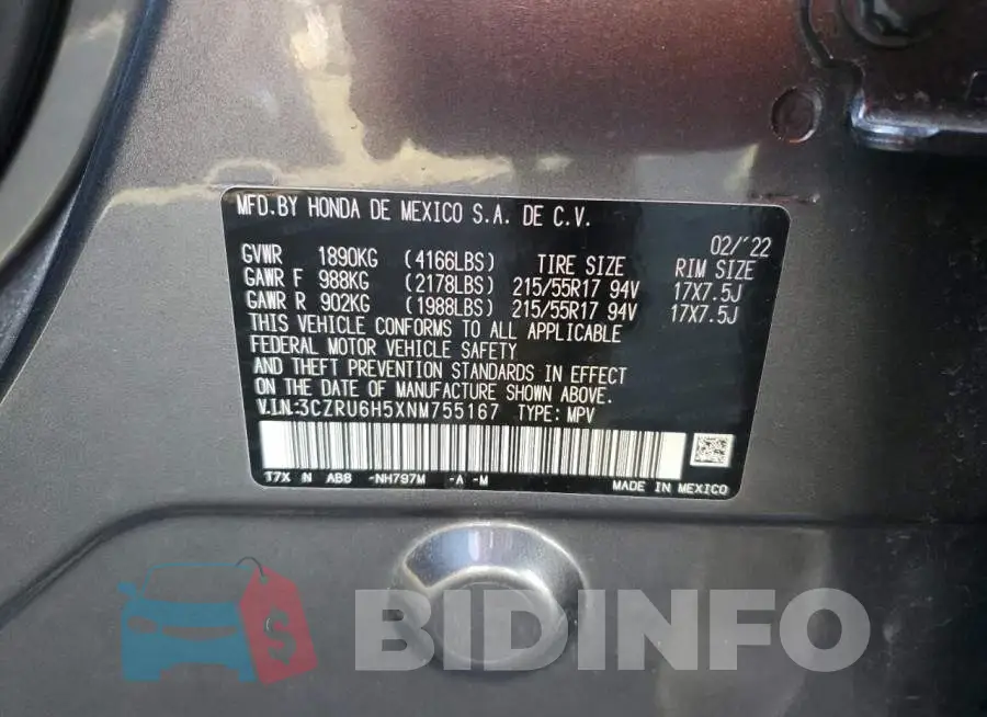 3CZRU6H5XNM755167 Photo# 13