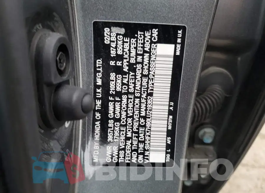 SHHFK7H90LU219352 Photo# 13