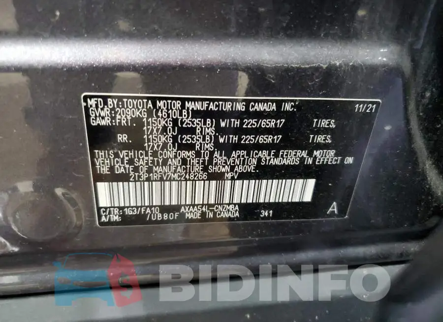 2T3P1RFV7MC248266 Photo# 13