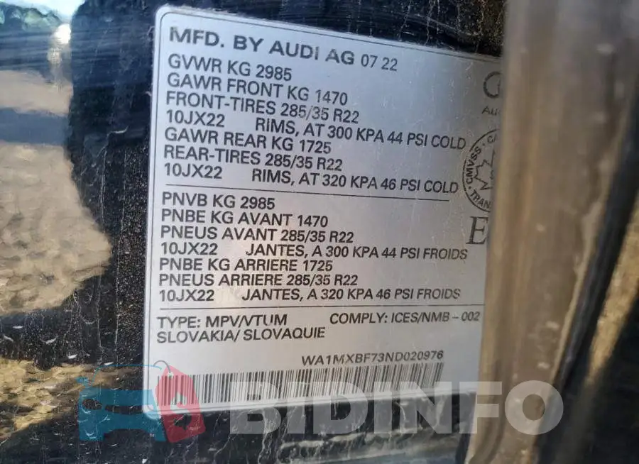WA1MXBF73ND020976 Photo# 12