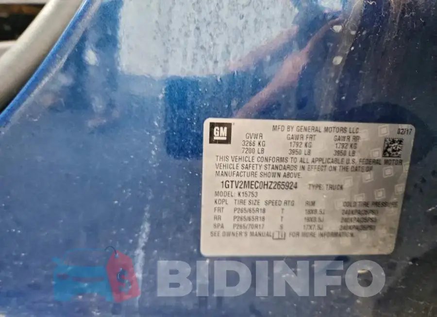1GTV2MEC0HZ265924 Photo# 12