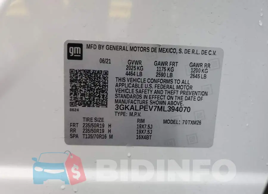 3GKALPEV7ML394070 Photo# 13