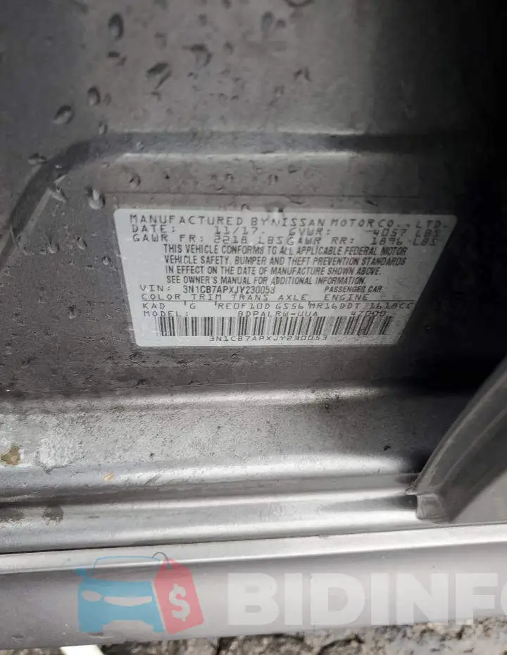 3N1CB7APXJY230053 Photo# 12