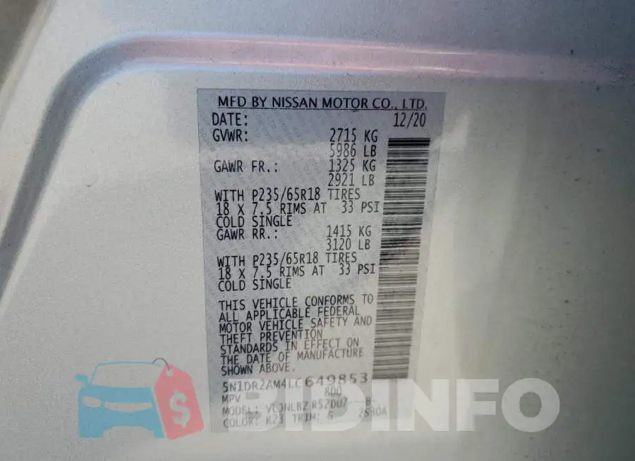 5N1DR2AM4LC649853 Photo# 14