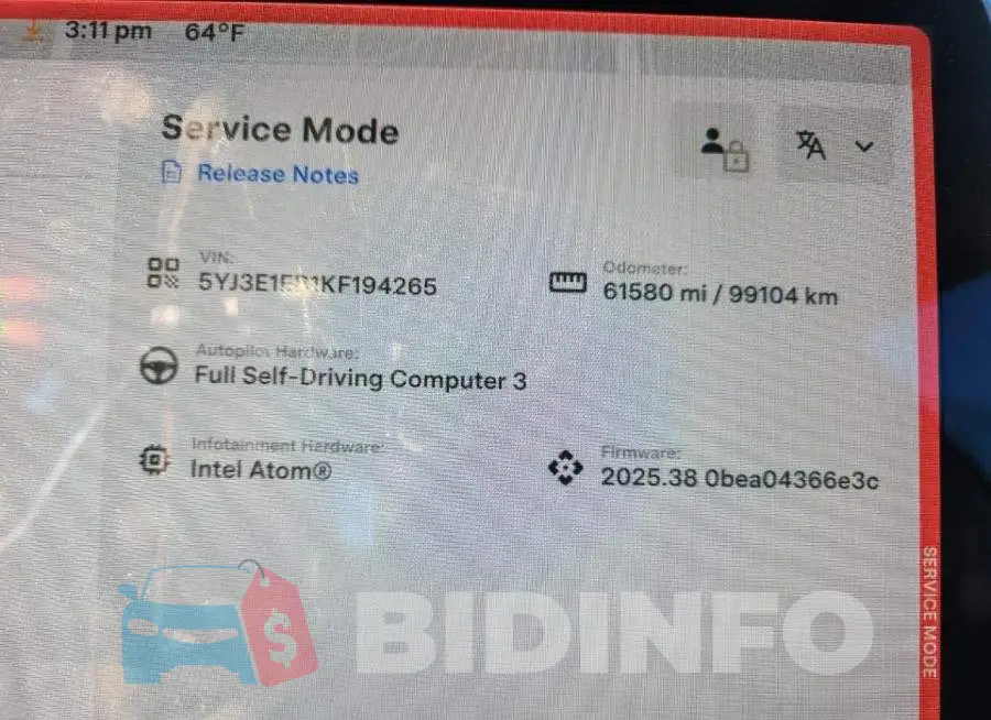 5YJ3E1EB1KF194265 Photo# 9