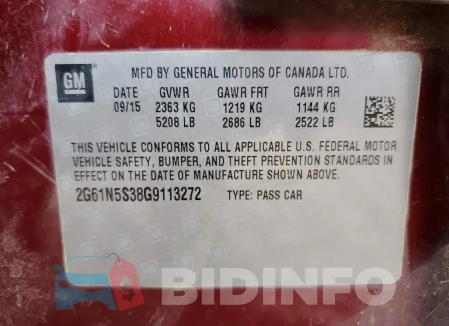 2G61N5S38G9113272 Photo# 13