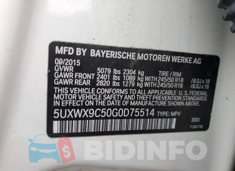 5UXWX9C50G0D75514 Photo# 13
