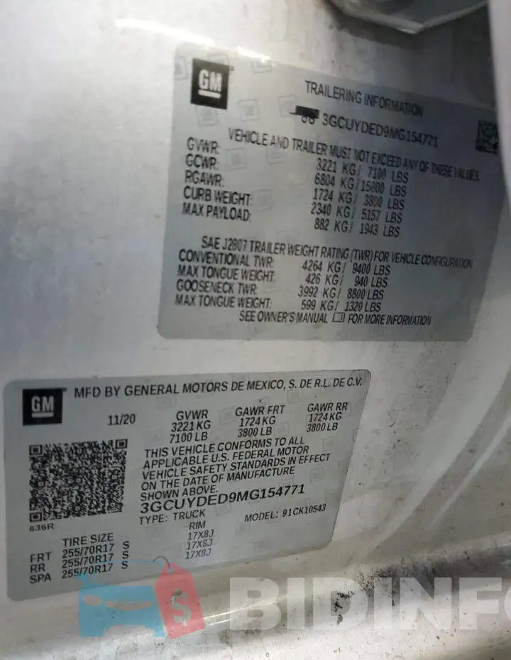 3GCUYDED9MG154771 Photo# 12