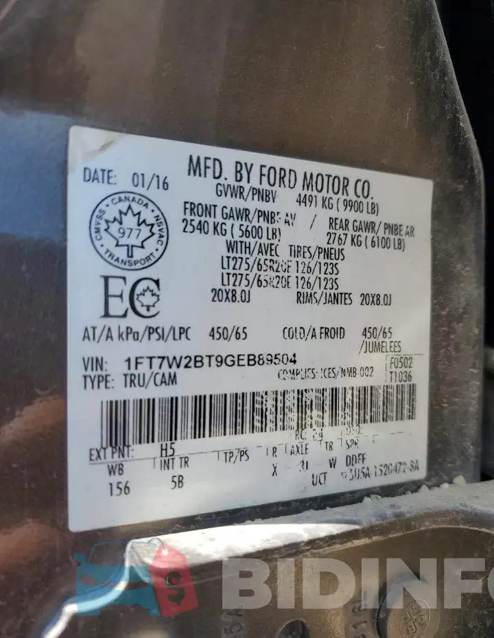 1FT7W2BT9GEB89504 Photo# 13