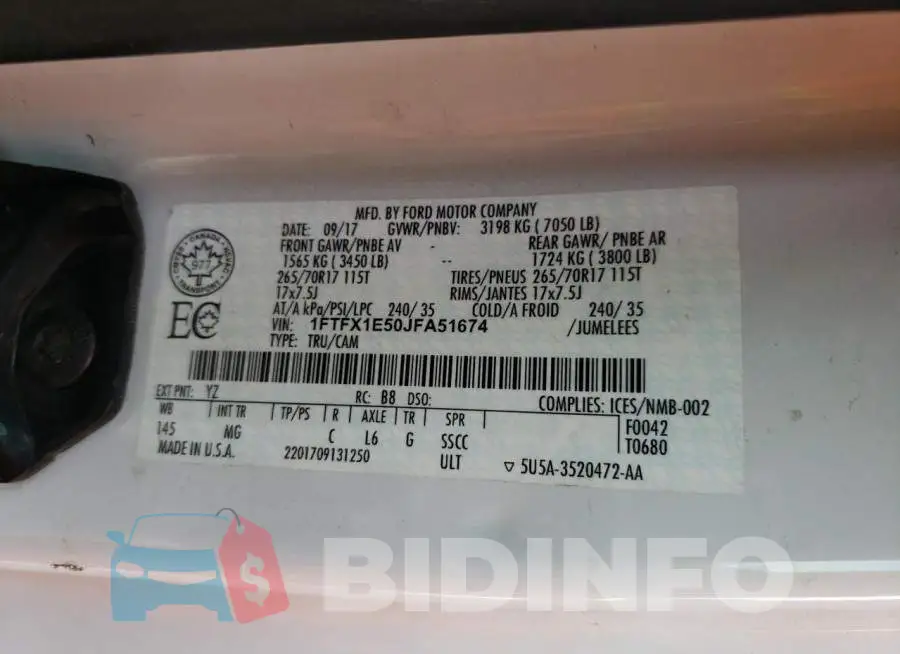 1FTFX1E50JFA51674 Photo# 12