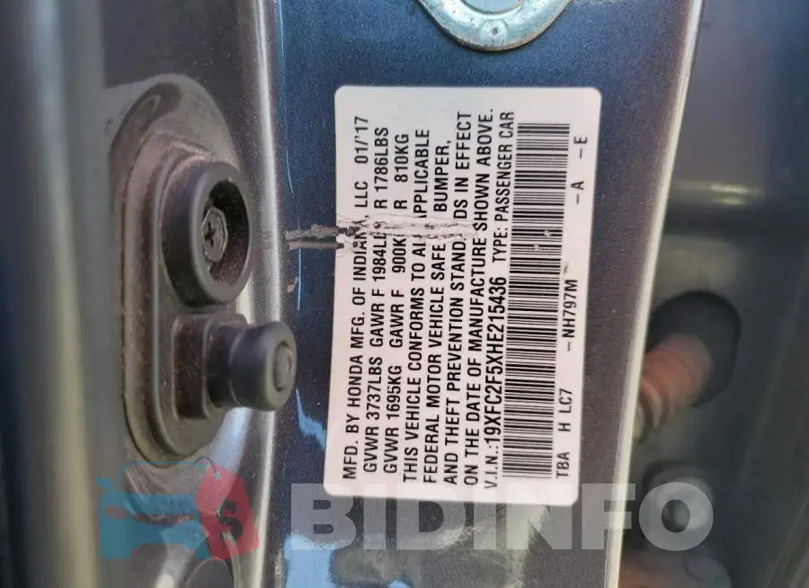 19XFC2F5XHE215436 Photo# 12