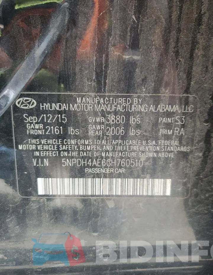 5NPDH4AE6GH760510 Photo# 12