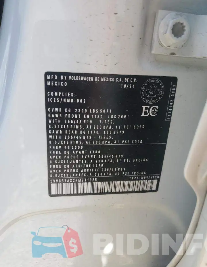 3VV8B7AX2RM211925 Photo# 14