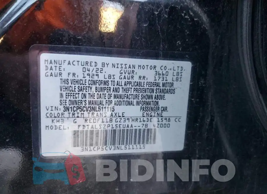 3N1CP5CV3NL511115 Photo# 13
