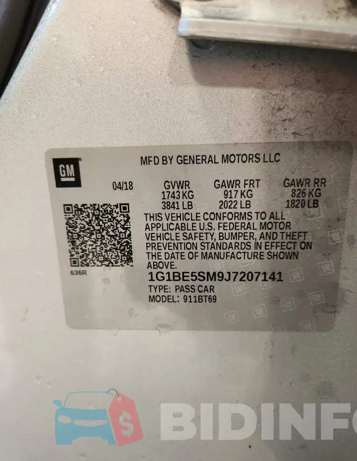 1G1BE5SM9J7207141 Photo# 12