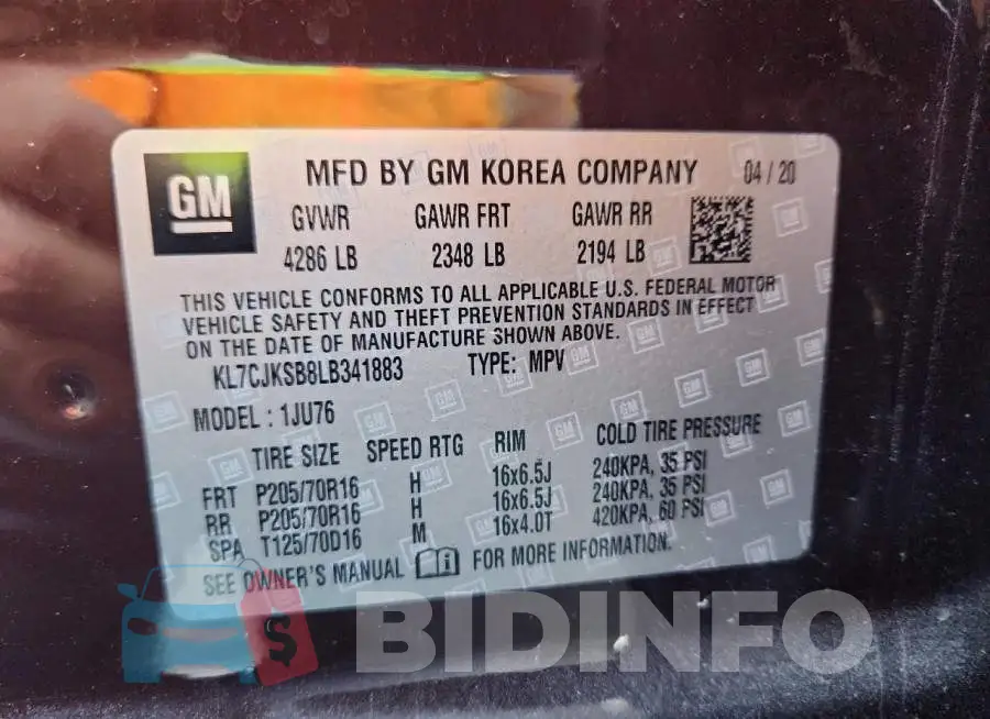 KL7CJKSB8LB341883 Photo# 13