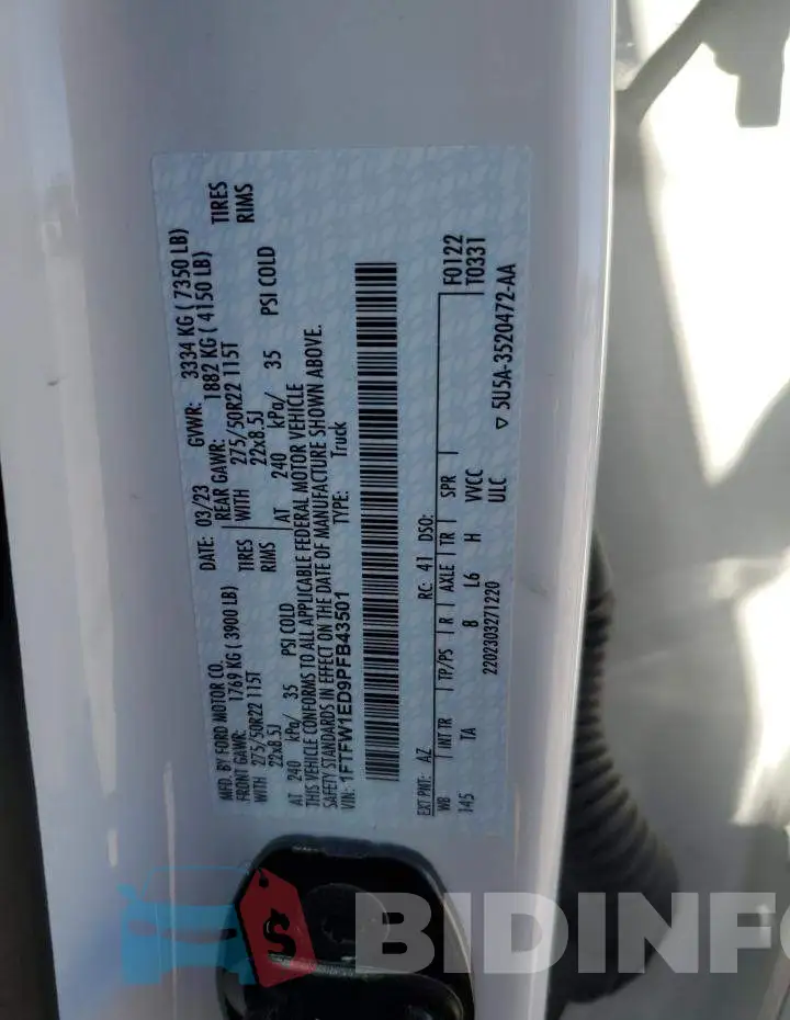 1FTFW1ED9PFB43501 Photo# 12