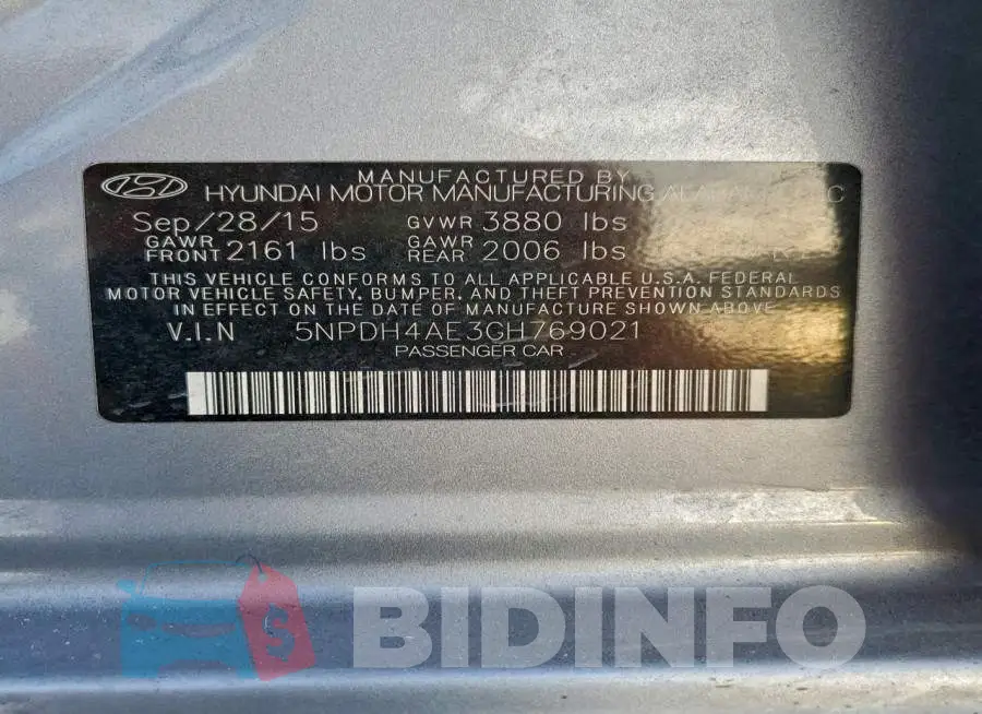 5NPDH4AE3GH769021 Photo# 12