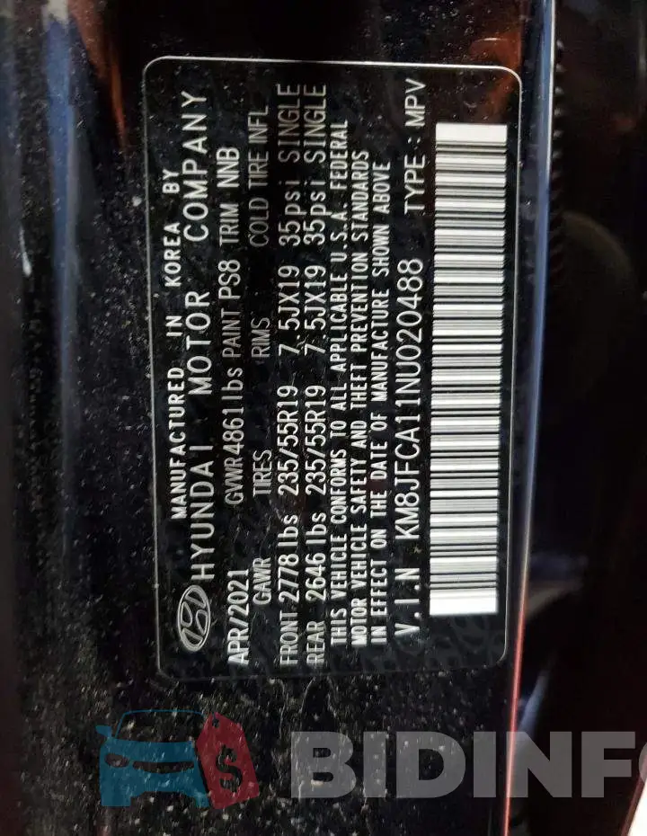 KM8JFCA11NU020488 Photo# 14