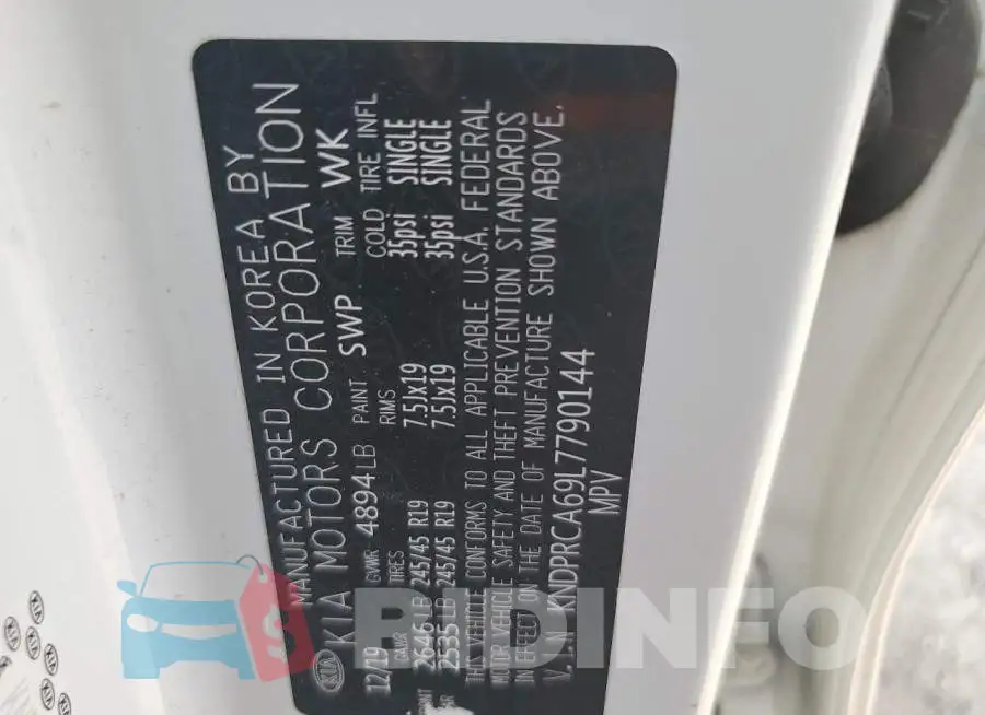 KNDPRCA69L7790144 Photo# 13