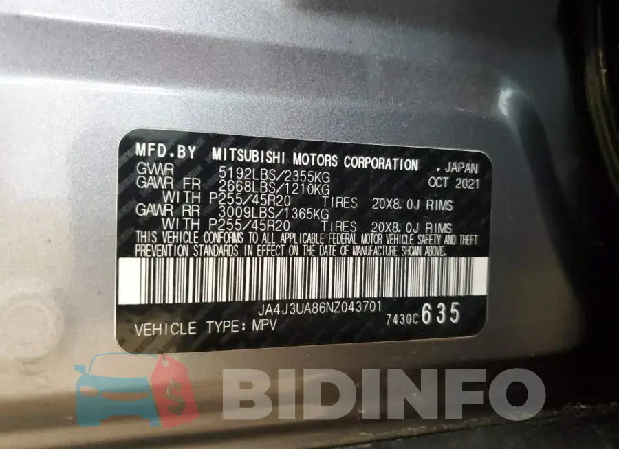 JA4J3UA86NZ043701 Photo# 13