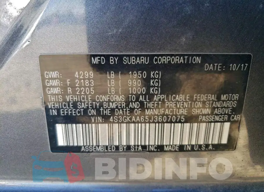 4S3GKAA65J3607075 Photo# 12