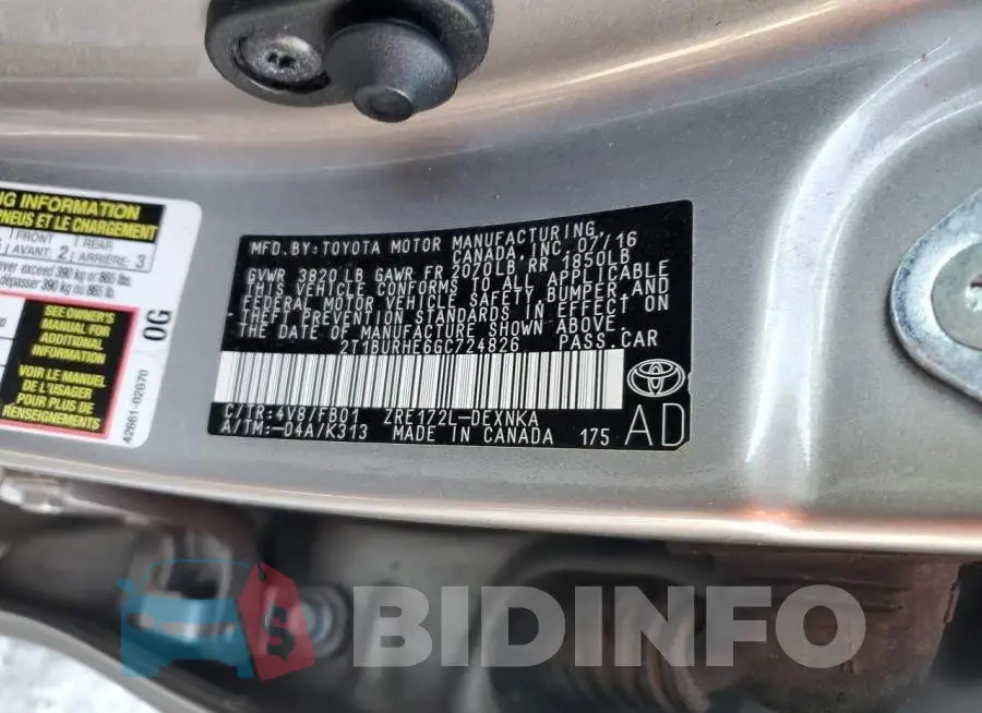 2T1BURHE6GC724826 Photo# 12
