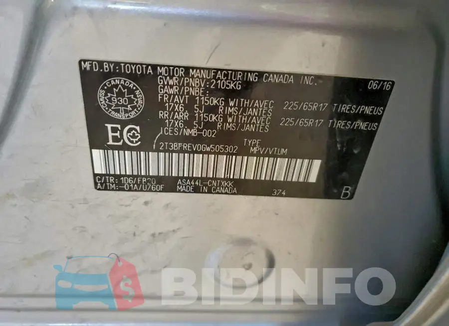 2T3BFREV0GW505302 Photo# 13