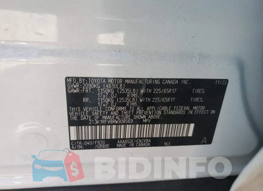 2T3K1RFV8RW308569 Photo# 13
