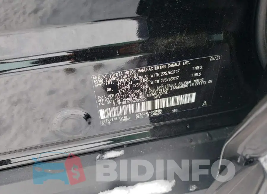 2T3P1RFV7MW201351 Photo# 13