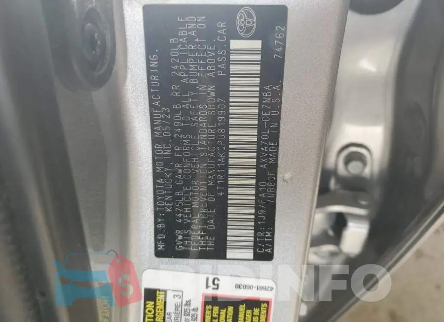 4T1R11AK0PU819907 Photo# 12