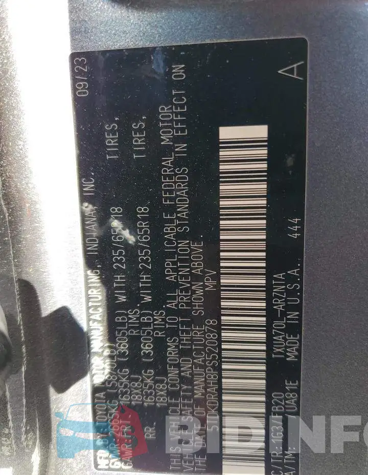 5TDKDRAH8PS520878 Photo# 14
