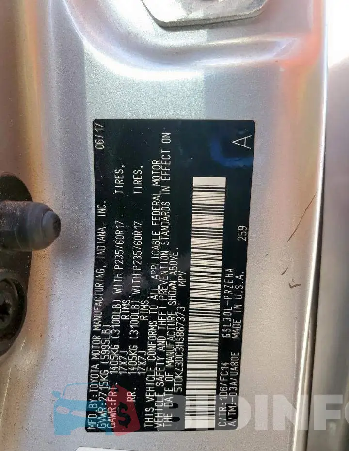 5TDKZ3DC3HS867373 Photo# 13